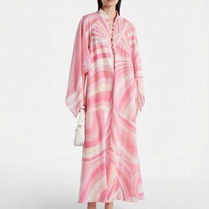 Emilio Pucci Exquisite Abstract Swirl Print Robe Maxi Dress